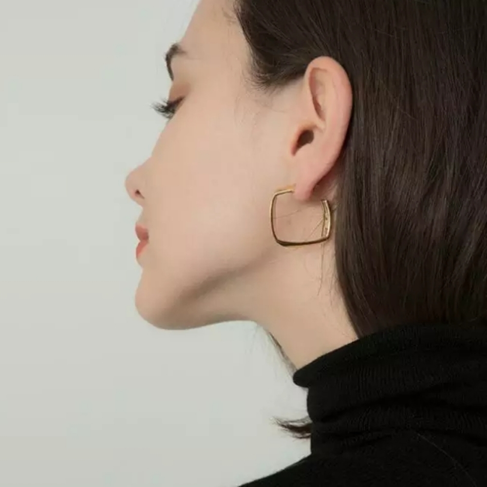 925 Sterling Silver Square Geomatric Hoops